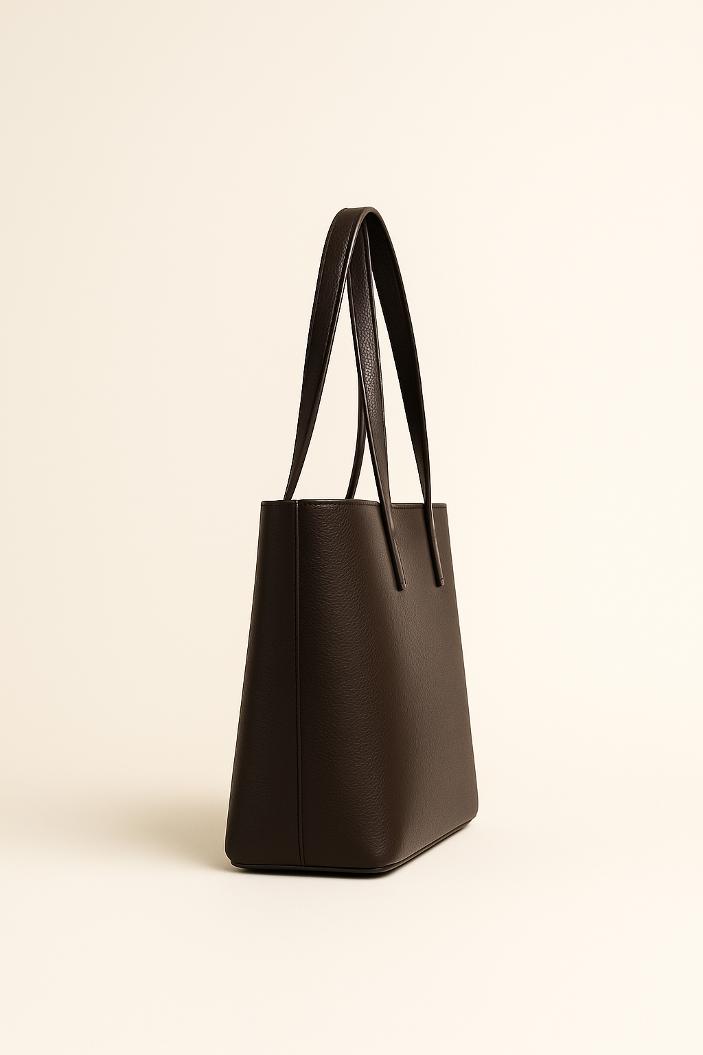 Side view of Mini Ecotote- Brown Velur vegan tote handbag
